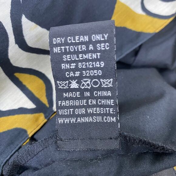 ANNA SUI Mini Skirt Anthropologie Geometric Print Size 2 Black & Gold Silk Blend - Picture 9 of 10